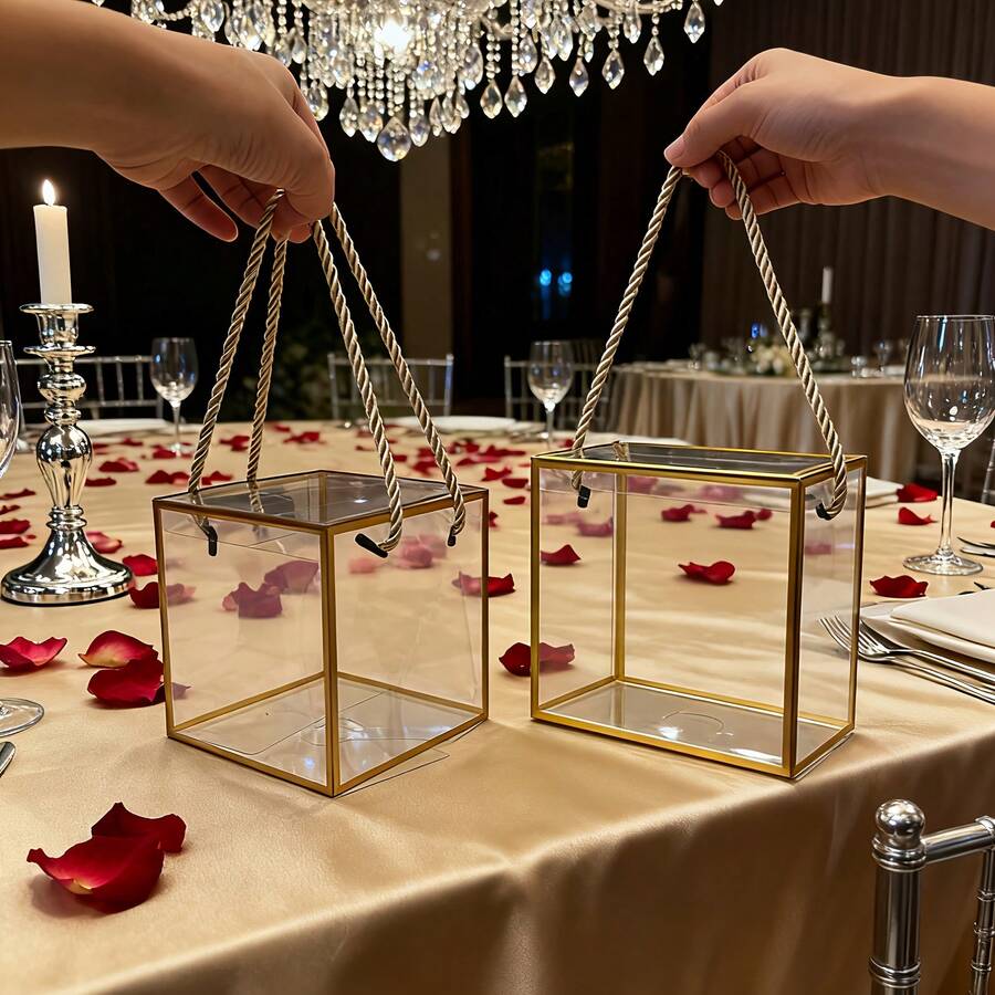 5/10pcs Transparent PVC Gift Boxes With Rope, Large Rectangular/Square Clear Boxes, Suitable For Valentine's Day, Christmas, Birthday Party, Holiday Gifts, Retail Display, Jewelry Display And Handbag Packaging - Multicolor - View 1