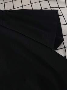 Minimalist.100% Cotton.1paPlus Big Black T-Shirt With Letter Print - Short Sleeve, Round Neck, Top With "Elder Emo Club" Graphics And "It Was Never A Phase," Washable Elastic Fabric In Washing Machine For Comfort In All Seasons, Women's T-Shirt, Dress, T-Shirt With Print, Easy To Clean, T-Shirt For Those Looking ForComfort.Top Spring Summer - 黑色 - 查看 3