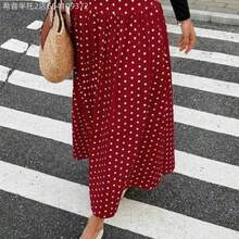 Soqi Women's Clothing  Falda casual de mujer con estampado de lunares - Burdeos - Ver 1