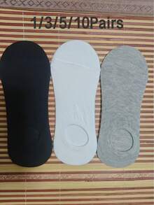 1/3/5/10 Paires de chaussettes invisibles respirantes d'été unisexes - Chaussettes bateau basses fines, évacuant l'humidité et séchant rapidement, combinaison de couleurs unies (Noir/Brun grisâtre/Blanc), design élastique fixe convenant pour un usage décontracté et sportif, tissu respirant évacuant l'humidité - Multicolore - Voir 13