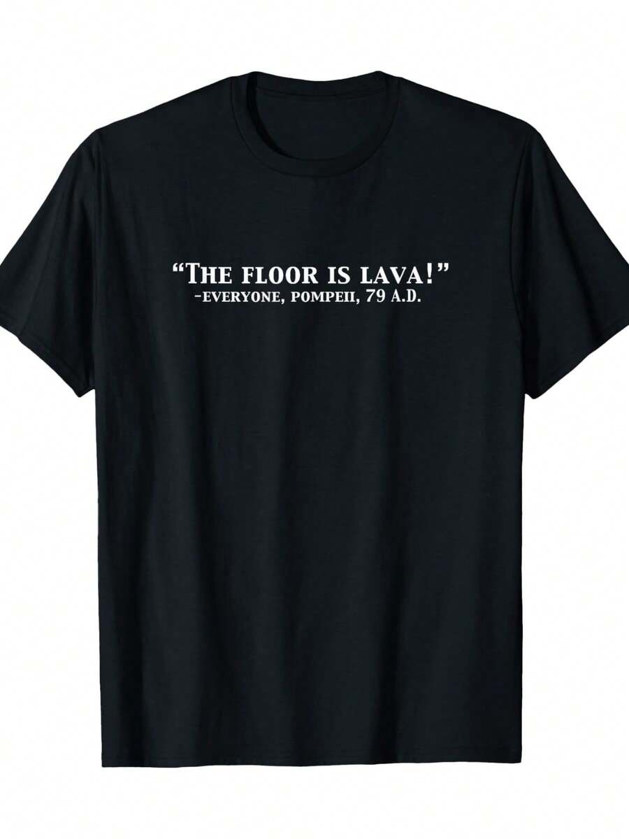 T-shirt vintage da uomo con grafica "Der Boden ist Lava" – Collo rotondo, divertente 79 n. Chr. Design vulcanico di Pompeji, abbigliamento quotidiano - nero - Visualizzare 1