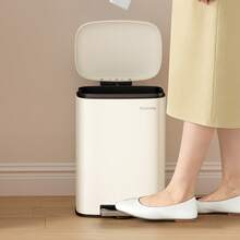 MCC Direct Pedal Kitchen Bin With Soft Close Lid, Step-On Trash Can With Inner Bucket, Durable Steel Body, Hands-Free Waste Disposal - White - View 3