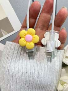 2 Transparent Flower Charger Protector Cases - Solid White - View 4