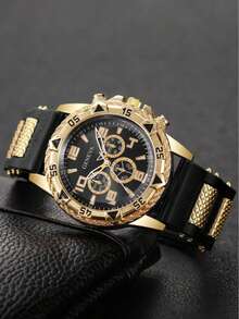 1pc Men's Casual Fashion Round Dial Quartz Watch, PU Leather Strap, Perfect Gift For Boys, Suitable For Daily Wear, Back To School Season, Couples, Without Packaging Box - Multicolor - View 6