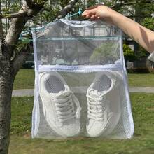 1PC Thickened Breathable Mesh Shoe Drying Bag, Hanging Laundry Mesh Bag With Zipper For Sneakers, Shoes & Clothes, Reusable Shoe Wash Bag, Laundry Storage Organizer, Hanging Drying Net, Closet Organization, Dorm Home Travel Essentials - Multicolor - View 7