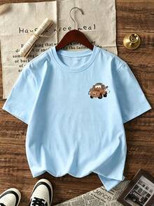Officially Licensed Disney Pi Xar Cars Kids Cotton T-Shirt, Ultra Comfort Super Soft Tow Mater Print Tee, Doin' Wheel Well Design, 4-12 Years Boys Casual Short Sleeve, Summer Everyday Wear, Relaxed Fit, Stylish & Good-Looking, High Return Rate, Daily Versatile, Commuting First Choice, New Arrival, Express Delivery - Light Blue - View 5