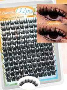 180PCS/132PCS/150PCS Wispy Natural Cat Eye Cluster Eyelashes, Spiky Individual Lash Extensions, Fluffy Volume DIY Segmented Lashes, Reusable Soft Faux Mink Lash Clusters For Daily Eye Makeup - 查看 8