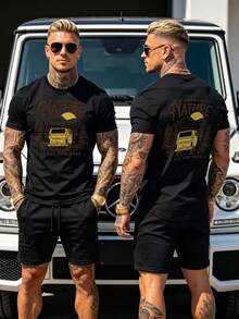 Fashion Streetwear Men Basic Tee Daily Wear Crew Neck T Shirt - Black - View 2
