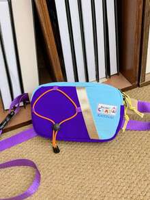 1 pieza Bolso de cintura de moda, bolso de pecho con bloques de color para adolescentes, bolso bandolera, bolso de almacenamiento para niños y niñas, bolso de pecho multifuncional, mini monedero, bolso bandolera deportivo, bolso de almacenamiento multiusos, bolso de viaje - Multicolor - Ver 7