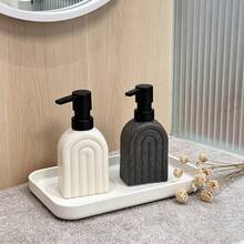 Nordic-Style Affordable Luxury Soap Dispenser-A Refillable Lotion Bottle Featuring A Linear Design And Crafted From Fine Ceramic. It Serves As Both A Practical Dispenser For The Bathroom And A Stylish Home Decor Accent. - Multicolor - View 4