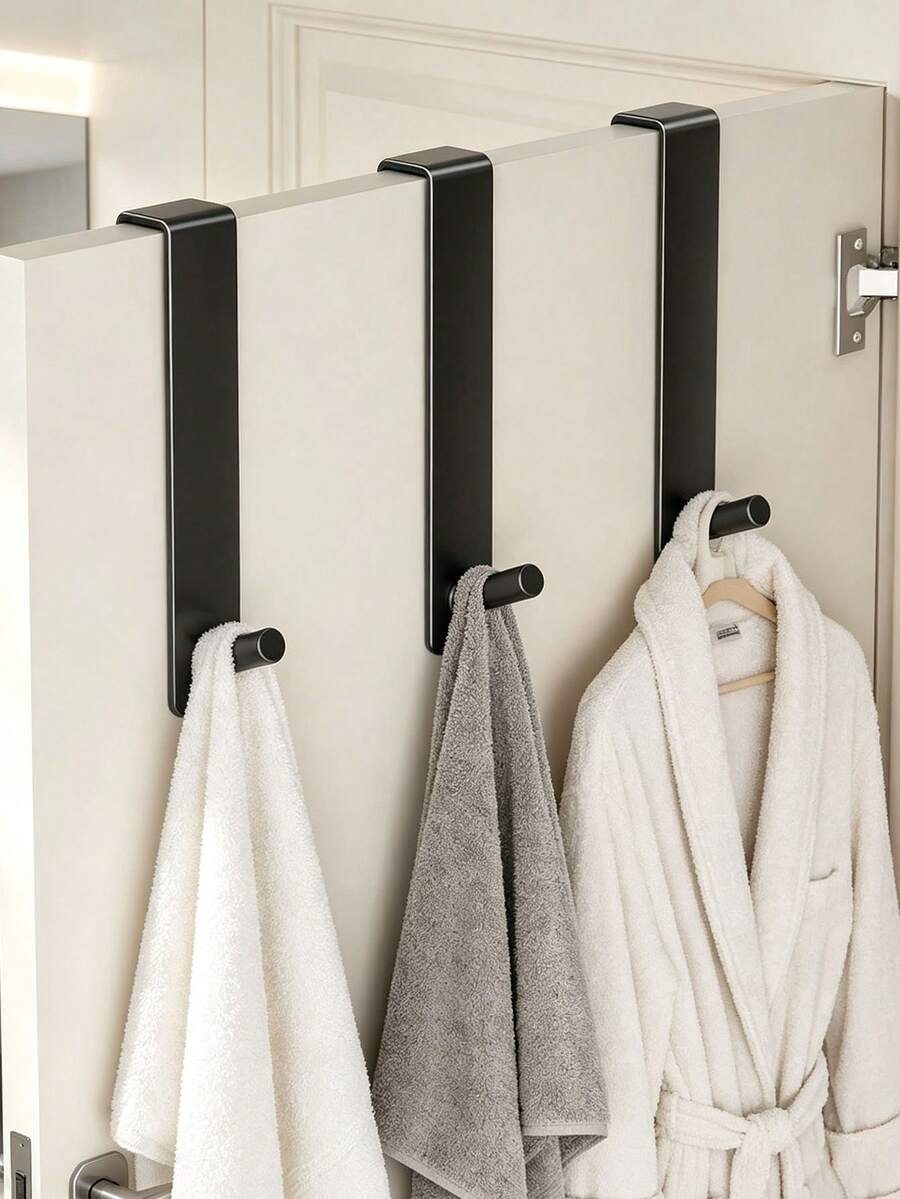 Over-The-Door No Drill Hooks, Heavy Duty ABS Plastic Hangers With 3-5kg Load Capacity, Waterproof Rustproof Organizer Hooks For Towels, Coats, Hats, Bags & Accessories, No Installation Door Hooks For Bathroom, Kitchen, Bedroom, Entryway & Dorm, Modern Minimalist Home Storage Solution - Multicolor - View 1