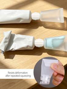 Juego de tubos exprimibles de aseo para viajes con adaptador de boquilla de botella, tubos cosméticos vacíos esmerilados recargables, recipientes de viaje portátiles, adecuados para limpiador, crema de manos y muestras cosméticas - Ver 3