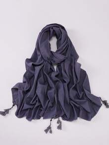 1pc Women's Spring/Summer Breathable Modest Hijab Silver Thread Pendant Tassel Long Scarf Shawl Muslim Hijab Scarf - Multicolor - View 7