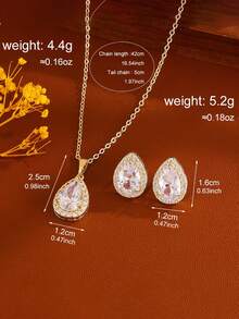 3pcs Classic Round Cubic Zirconia Decor Women's Necklace & Earrings Jewelry Set - Rose Gold - View 5