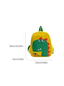 Mochila de nailon con estampado de unicornio de dibujos animados para adolescentes, bolsa escolar pequeña - dinosaurio amarillo - Ver 2