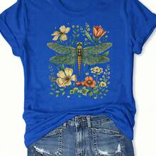 Women's Casual Short Sleeve T-Shirt, Soft And Breathable Cotton Blend, Round Neck, Regular Fit, Basic T-Shirt, Lightweight And Comfortable For Everyday Wear In Summer, Spring And Autumn (Comfort) - 藍色 - 查看 1