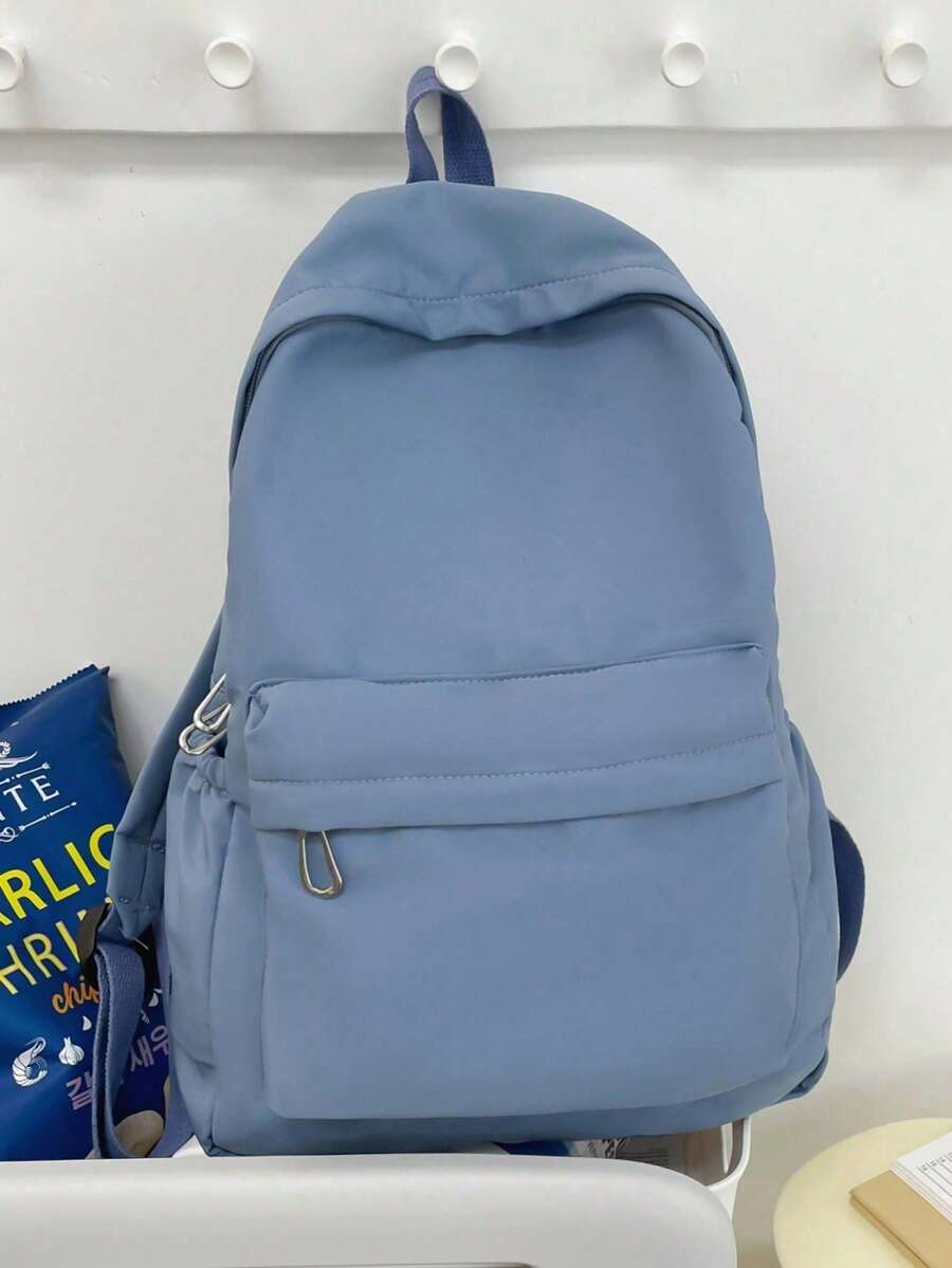 Large-Capacity Solid-Color Men's Backpack, Fashionable And Simple Travel Bag, Suitable For Casual Use, Japanese Style,Academic Style,Commuter Backpack, Unisex - Multicolor - View 1