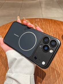 豪華玻璃鏡頭保護磁吸無線充電手機殼,相容 iPhone 17 Pro Max 17 Pro 17 16 Pro Max 16 Pro 16 15 Pro Max 15 Pro Max 15 Pro 15 14 Pro Max 14 Pro 14 13 Pro Max 13 Pro 13 PC 硬殼背蓋 - 黑色 - 查看 3