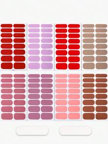 2pcs Solid Colour Nail Wraps, Classic High Gloss Self-Adhesive Nail Stickers. Easy To Apply, Perfect For Ladies' Work, Vacations, Dates, And DIY Manicures. - Red - View 10