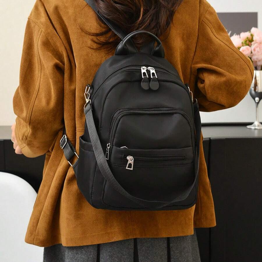 Lightweight Fashionable New Versatile Large Capacity Casual Backpack Travel Bag - Black - View 1