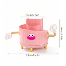 360° Rotating Cartoon Storage Pen Holder Cute Funny Student Pen Holder Multi-Compartment Design Cosmetic Cartoon Storage Box, Suitable For Bathroom, Vanity, Bedroom, Sink, Desk, Etc., Can Hold Lipstick, Lip Gloss, Makeup Brushes, Eyebrow Pencils, Eyeliner, Mascara, Etc., Small Hands Can Be Freely Attached, DIY Sausage Lips Creative Cosmetic Storage Organizer - Multicolor - View 13