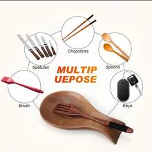 1/2pcs Wooden Spoon Holder, Suitable For Kitchen Countertop - Rustic Style Spatula, Coffee Spoon And Soup Spoon Holder - Brown Wooden With Curved Design, Perfectly Matches Modern Table Decor - View 6