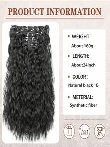 24 Zoll 6 Stücke/Set kleine lockige Haarextensions, Woll-Locken Clip-In Haarextensions, Mais-Locken Synthetikfaser Haarextensions, Synthetikfaser Haarextensions, Haarspangen, Haarspangen, geeignet für Frauen KDEV - Verschiedenfarbig - Übersicht 2
