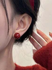 6對小巧可愛甜美精緻時尚小眾優雅百搭多巴胺圓形仿珍珠耳釘耳飾，適合女性日常、度假、派對配戴 - 彩色 - 查看 8