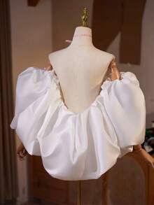 A New Bride Detachable Satin Exaggerated Petal Sleeve Shawl Photo Cloak Bride Accessories Shoulder Sleeve - Multicolor - View 3