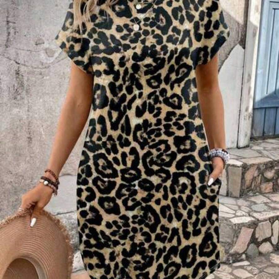 LunaCass8 Vestido corto casual de mujer con estampado de lunares, verano - Multicolor - Ver 1