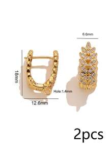 2 Stücke/Set Kupfer Mehrzweck Ohrring Zubehör, mit hochtransparenten weißen Zirkonia besetzt, mehrere Stile verfügbar: Blatt/Rund/Balken/U-Form, DIY Anhänger Ohrring Herstellungsmaterialien - Ohrringe - Übersicht 9