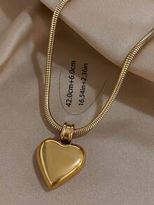 1pc Hollow Heart Pendant Necklace, Women's Stainless Steel Chain Necklace, Daily & Party Jewelry Gift, Mother's Day Summer Style - Multicolor - View 9