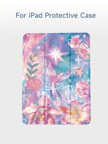 1個亮面美人魚印花平板保護殼，適用於 iPad 10.2 吋 Pro 2021/2020 / (A16) 11 吋第11代 2025/第10代、Galaxy Tab A8 10.5 吋 2022、Matepad 10.4/ Tab/，防摔，附筆槽，支援睡眠/喚醒，平板使用者的最佳禮物 - 多色 - 查看 5