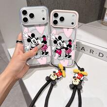 This Disney Mickey Mouse Pattern Lanyard Phone Case Features A Strong Magnetic Closure And Full Coverage Of Acrylic And TPU Material. It's Shockproof, Lightweight, And Suitable For IPhone17/16/11/13/15/15 Plus/15 Pro/15 Pro Max/12/14 Pro Max/11 Pro Max/12 Pro/12 Pro Max/13. It's A Popular Birthday Gift, Business Gift, Durable, Stain-Resistant, And Fingerprint-Resistant New Phone Case For Men And Women. It Also Includes A Mickey Mouse Phone Case And Mickey Mouse Doll Bracelet. Compatible With SamsungGalaxy S20, S21, S22, S23, And S24 Series. It's The Perfect Gift For Friends And Family. This Stylish Phone Case Is Fun, Lightweight, And Durable. IPhone17 Pro Max Phone Case, Minnie Phone Case. - màu đen - Xem 4