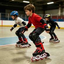 Verstellbare Rollschuhe für Damen und Herren – mit seitlichem Verstellmechanismus – Inlineskates – P-Anti-Verstauchung – Rollschuhe – Größe S (Größen 27–32) - Rot - Übersicht 6