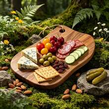 1pc Wooden Cutting Board, Rope Design Chopping Board, Natural Acacia Wood Kitchen Tray, Multi-Functional Board For Fruit, Vegetables, Bread, Cheese, Pizza And Food, Suitable For Outdoor Activities, Wedding Decor And Holiday Gifts - Maroon - View 11