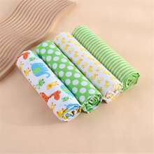 4pcs/Set Selimut Bayi Baru Lahir, Sprei Bayi Hangat dan Nyaman Bermotif, Selimut Bayi Satu Lapisan Bermotif Kartun - MultiWarna - View 8