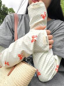 1雙女款格紋與波點防曬袖套，輕量透氣UV防護袖套，可愛冰絲寬鬆版型，適合夏季騎單車、開車、戶外活動，藍色格紋與藍色波點 - 彩色 - 查看 4