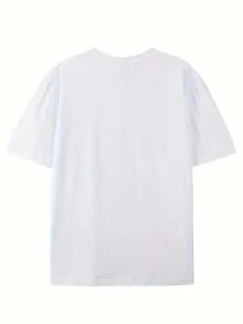 1 Piece 100% Cotton Women Crew Neck Short Sleeve T-Shirt, Loose Comfortable Casual Daily Top, Ideal Outfit For Summer & 4th Of July Holiday - White - View 2