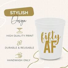 Juego de 12 vasos para 50 cumpleaos, 50, 50, 50 cumpleaos, 473 ml, 50 cumpleaos estadio, perfecto para fiestas de cumpleaos, decoraciones de cumpleaos blanco - Blanco - Ver 3