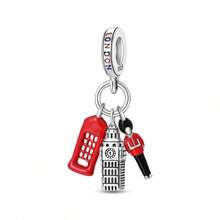 1 Piece Of S925 Sterling Silver Travel Landmark-Themed Bead, Featuring An Original Design Of A Suitcase Adorned With Architecture From Around The World; An Enamel Pendant Chain With Diamond Accents; Suitable For Bracelets And Necklaces; A Global-Style Jewelry-Making Accessory; Commemorates Your Travels; Meets The Needs Of Both Crafting And Everyday Wear - Multicolor - View 21