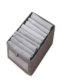 1/2 Pack Stoff Transparente Fenster Aufbewahrungsbox Kleiderschrank Organizer Behälter - Grau - Übersicht 4