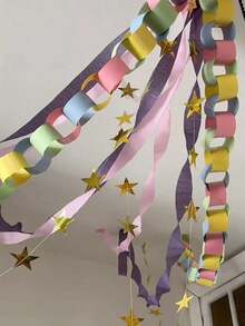 100pcs/Pack Colorful Paper Chain Set: DIY Party Decoration, Double Sided Rainbow Colorful Paper Chain, Banner Multifunctional, Classroom Decoration, Colorful Paper Chain Decoration Suitable For Birthday Parties - Multicolor - View 9