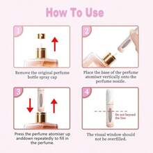 Perfume Travel Refillable Bottle Portable Mini Sper, Empty Perfume Bott Wit Patterns, Refill Pump Traveling And Outgoing, 2 Pcs Pack Of 5 Ml Wite And Pink - 白色和粉紅色 - 查看 4