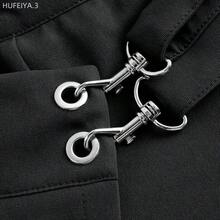 Yunuo Menswear Minifalda asimétrica de cintura baja con parches de diseño 3D y bolsillo - Blanco - Ver 4