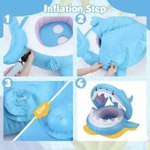 1pc Thickened Inflatable Sun Shade Seat Ring, Minimalist Summer Pool Floating Mat, Suitable For Beach And Pool Parties - Multicolor - View 3