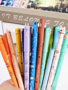 10pcs Animal Shaped Erasable Pen Set, Built-In Thermal Erasure Function, Back To School Supplies, Teacher Reward Student Gift - Multicolor - View 3