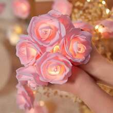 1pc 1.5/3m Home Decor Foam Plastic Rose Flower String Light, Bedroom Wall Decor Rose Lights,Room Bedside Decor Flower Lights,Wedding Proposal Party Decor Light String,Girls' Room Decor Light String, Suitable For Birthday Party Decoration - 暖光 - 查看 14