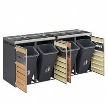 Lockable Storage Box For Bins, Two Doors, Planting Space, With Ventilation - Gray 1 - View 7
