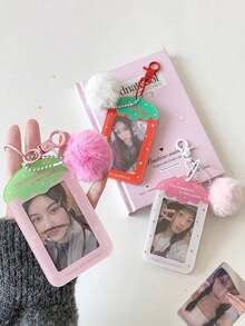 Minimalist Design Cute Cartoon Strawberry 3-Inch Card Holder, K-Pop Fan Hard Card Sleeve, Bus Card Wallet, Student, Office And Daily Decoration Card Holder, Storage Protective Case, Display Bag, Pendant, Idol Photo Card Holder,Back To School - Multicolor - View 5